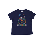 Moschino Kids Rainbow Teddy Logo T Shirt Navy