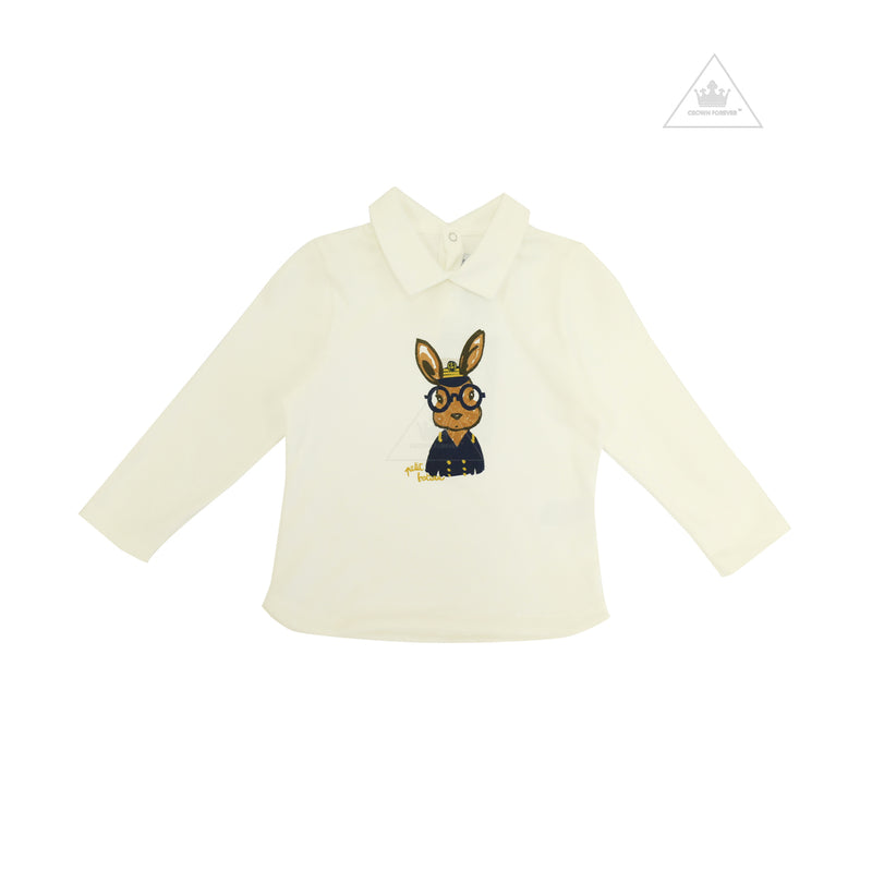 Petit Bateau Baby Boy LS Top With Bunny Graphic-Late Del