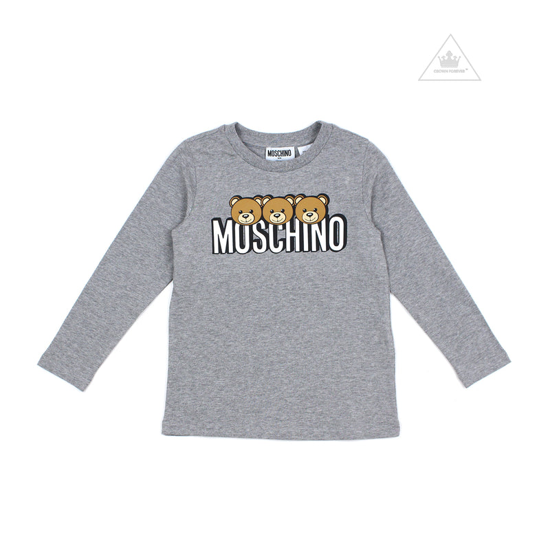 Moschino Kids Girls Long Sleeve T With Logo And Bear Graphics Grey