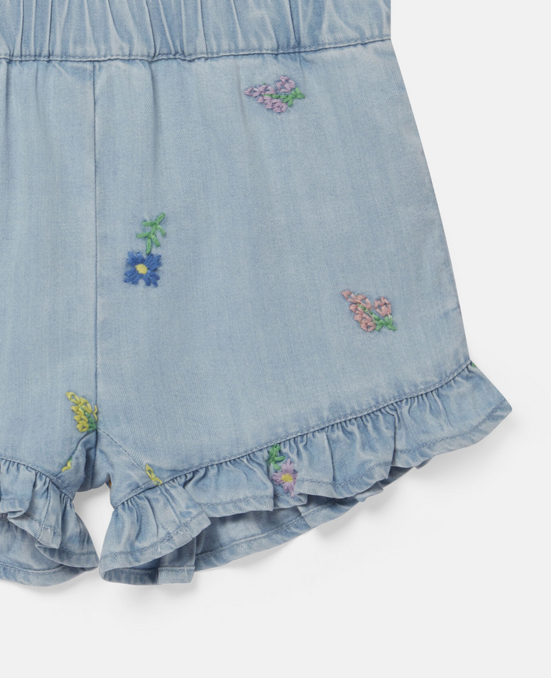 Stella McCartney Kids Baby Girl Embroidered Flowers Denim Shorts
