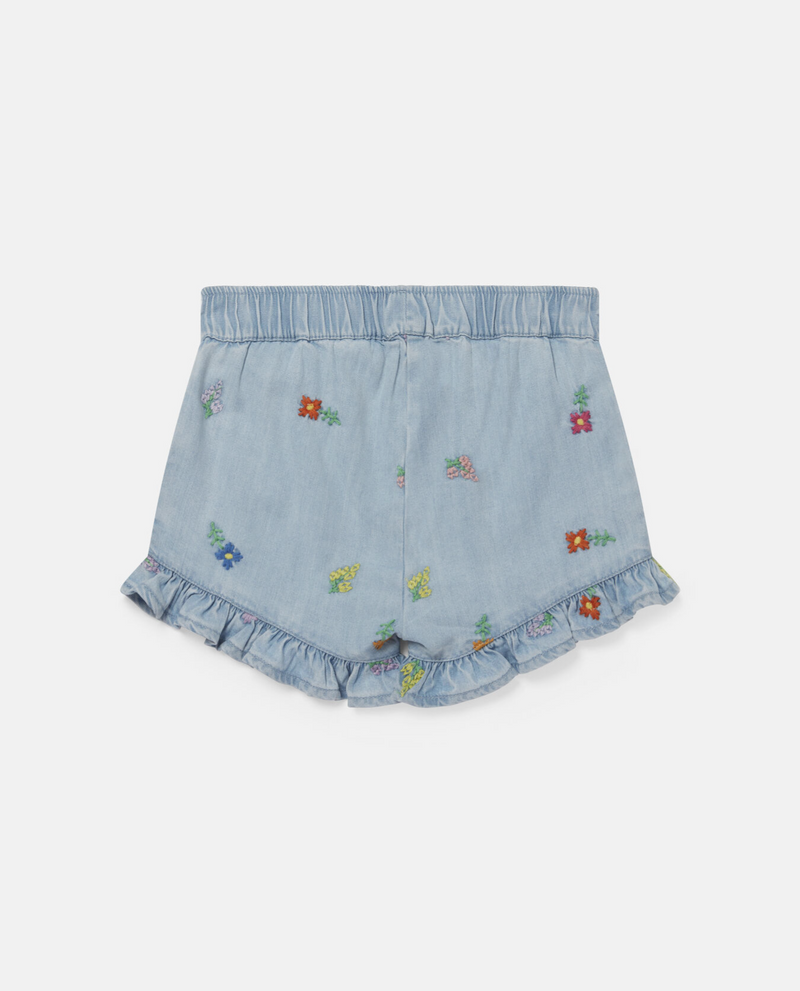 Stella McCartney Kids Baby Girl Embroidered Flowers Denim Shorts