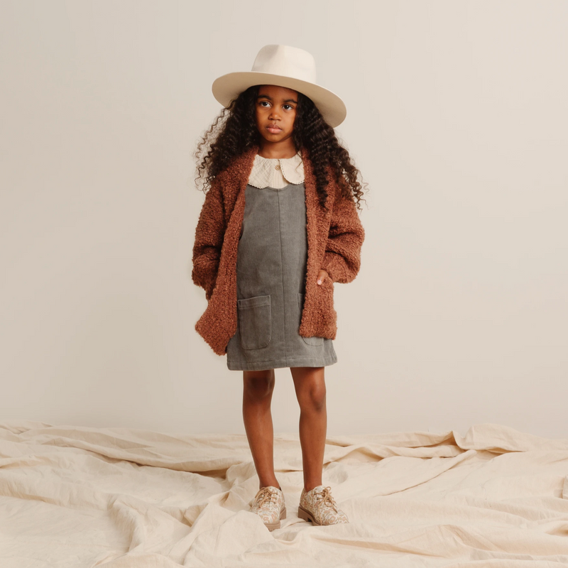 Rylee and Cru Oversized Collar Blouse Stone kids blouses Rylee And Cru   