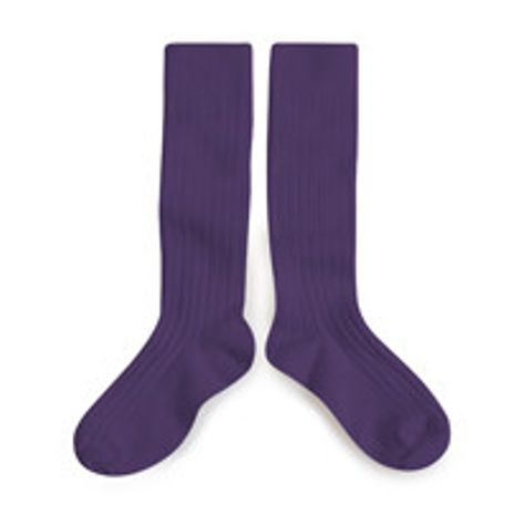 Collegien La Haute Ribbed Knee-High Socks - Iris De Provenc - Crown Forever
