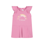 Chloé Kids Baby Girl Rainbow Logo Dress Pink baby dresses Chloé Kids   