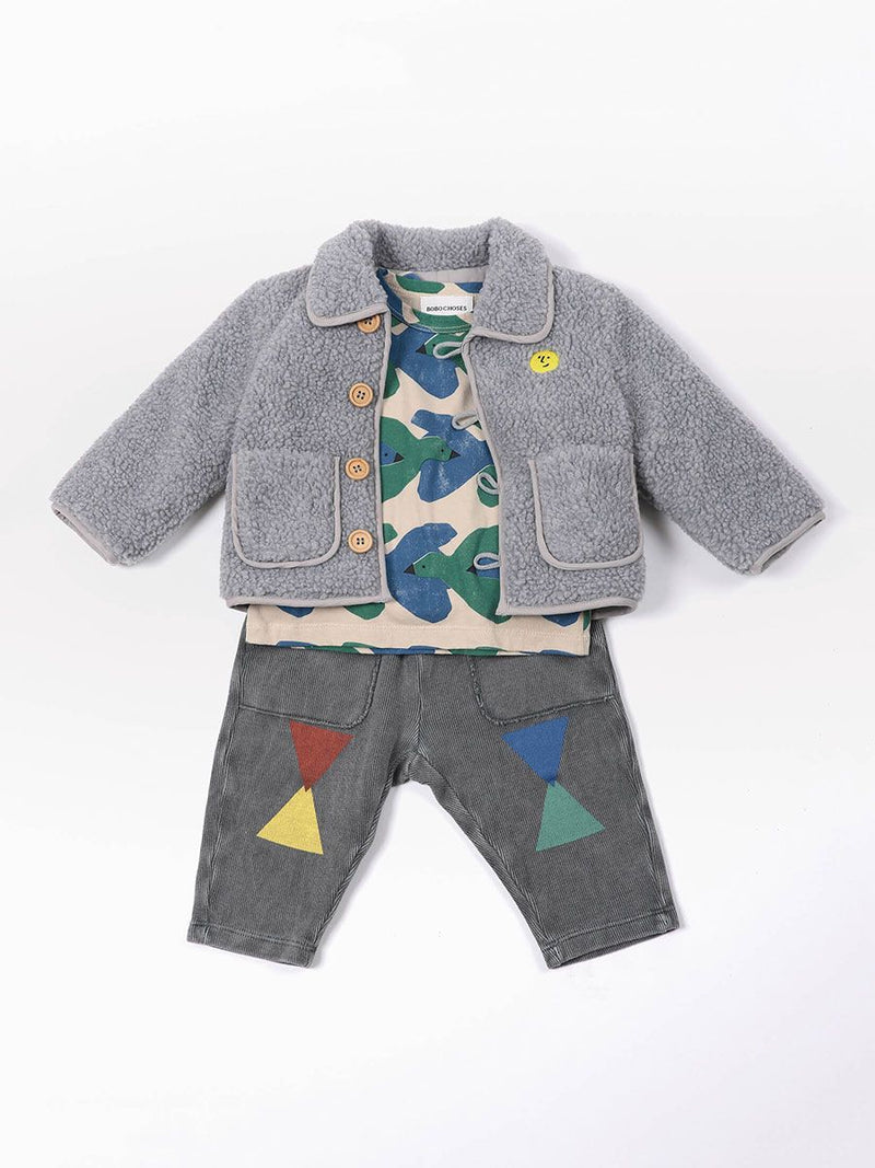 Bobo Choses Baby Face Embroidery Sheepskin Jacket baby jackets Bobo Choses   