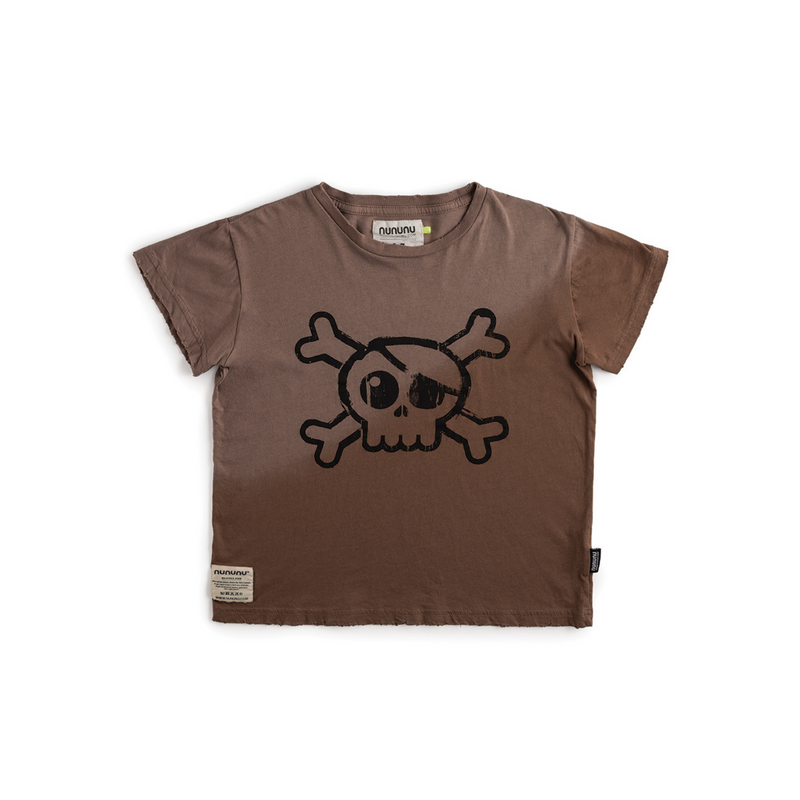 NUNUNU World Unisex Gradient Skull T Shirt Brown kids T shirts Nununu World   