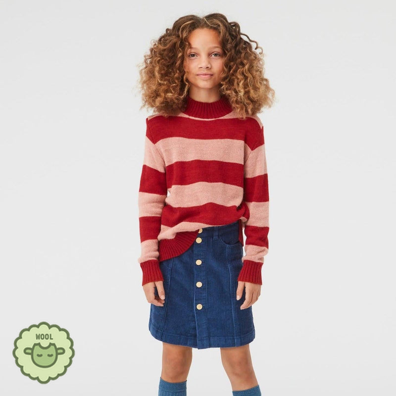 Molo Kids Gady Chili Rose Stripe Knit Top kids tops Molo Kids   