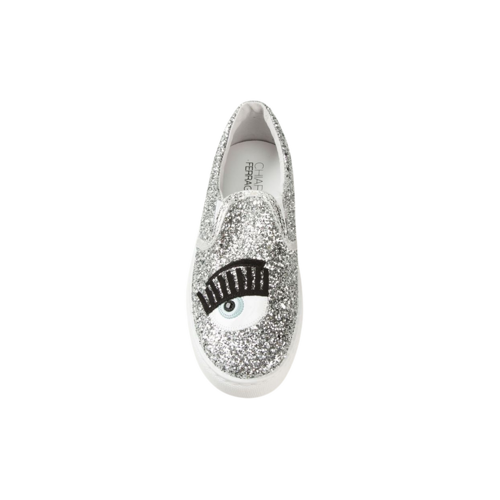 Chiara Ferragni Flirting Glitter Italian Leather Sneakers  display picture 2