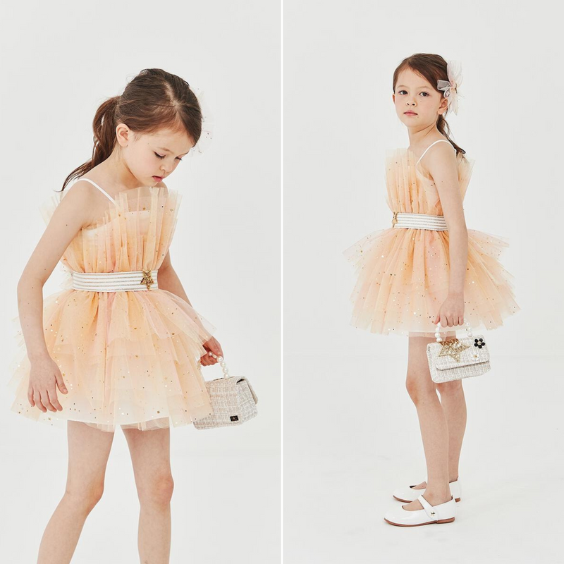 Petite Hailey Love SH Dress Sparkle Orange kids dresses Petite Hailey   