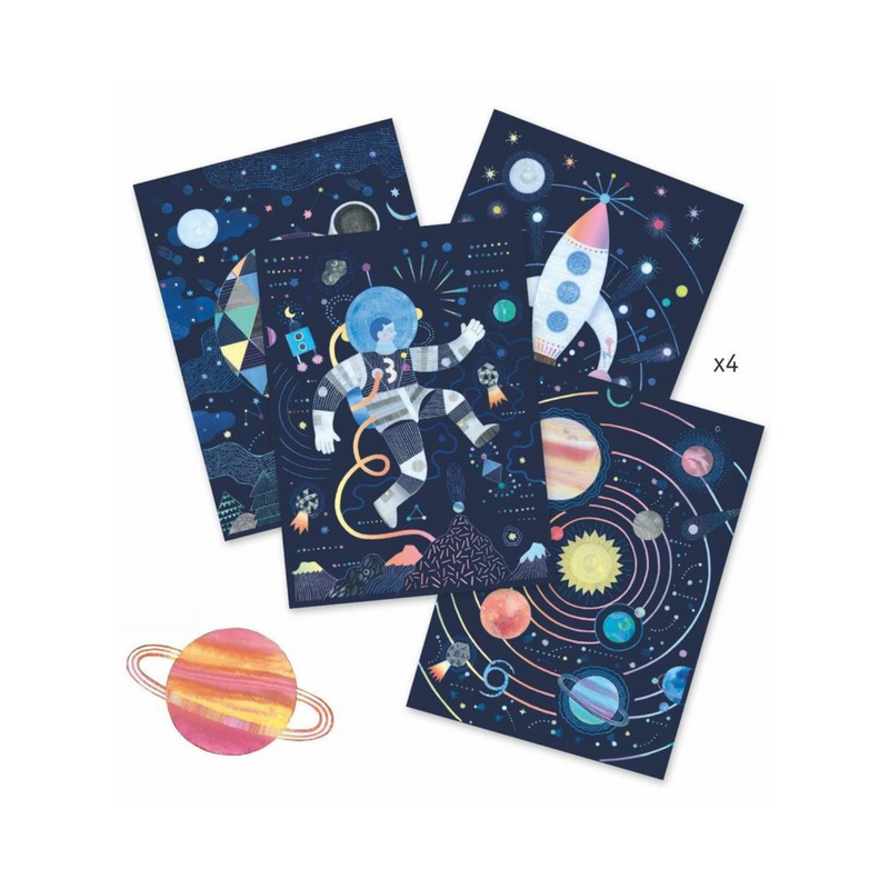 Djeco Petit Gifts scratch cards cosmic missio Space