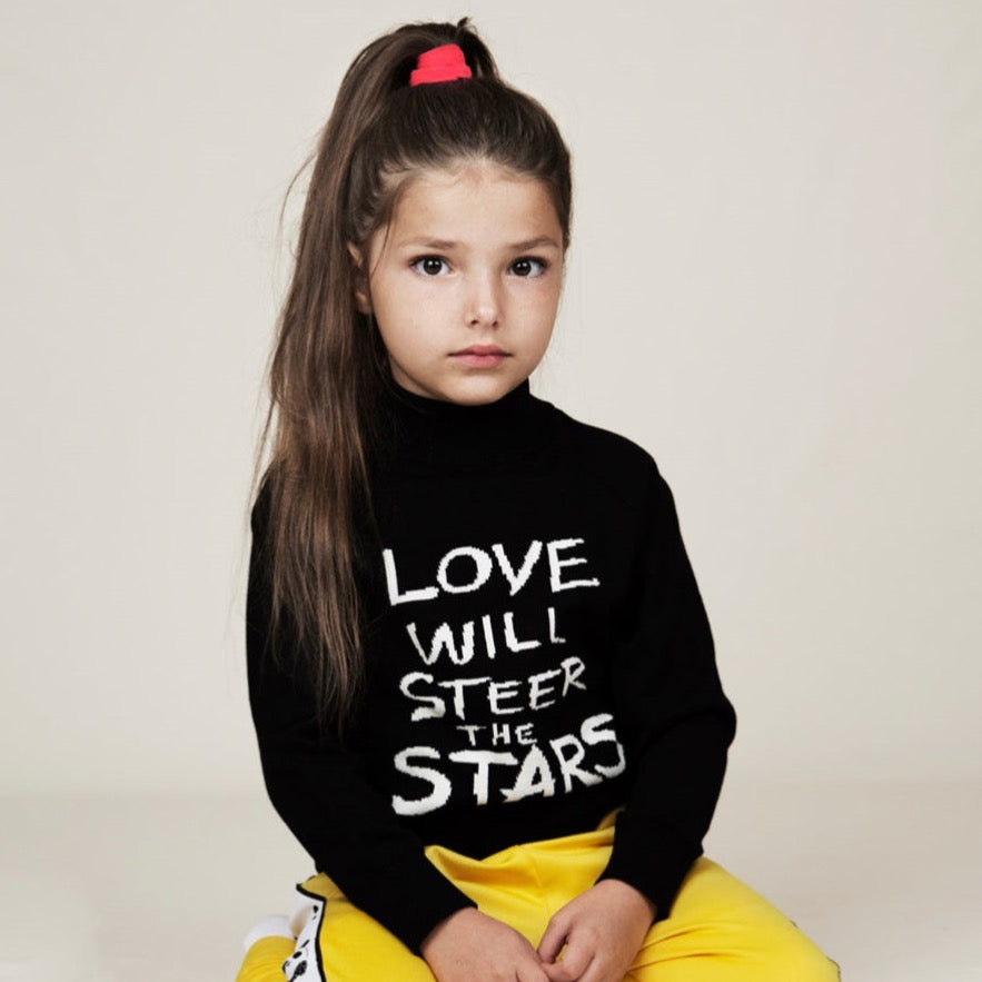 Mini Rodini Love Knitted Sweater Black - Crown Forever