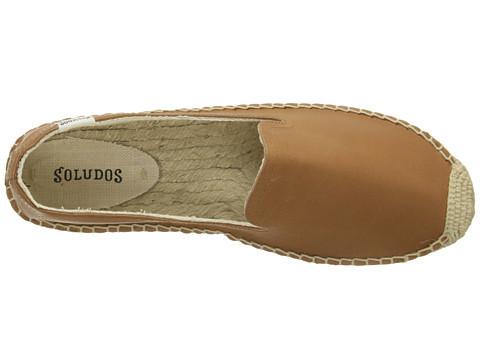 Saludos Platform Espadrille Leather Tan Smoking Slipper Footwear Soludos   
