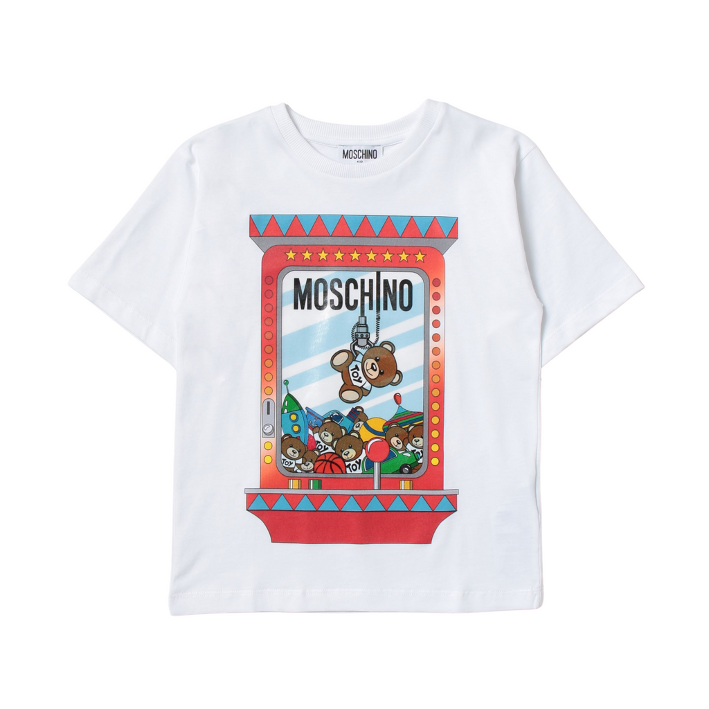 Moschino Kids White Cotton Fairground Logo Maxi T-Shirt kids T shirts Moschino   