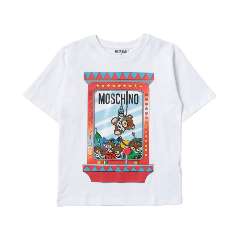 Moschino Kids White Cotton Fairground Logo Maxi T-Shirt
