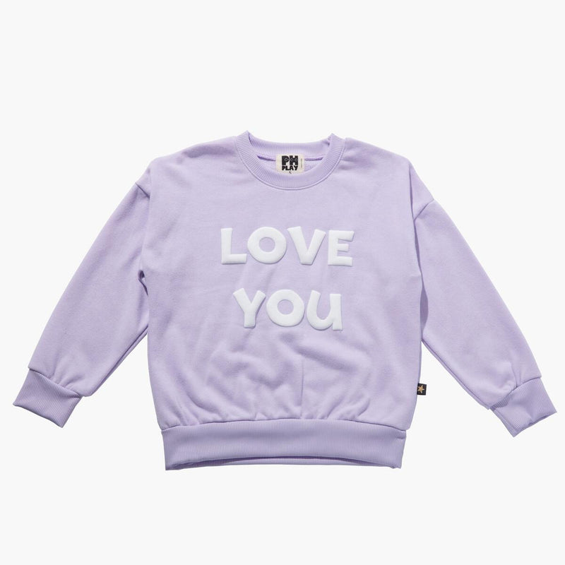 Petite Hailey Love U Sweatshirts Lilac kids sweatshirts Petite Hailey   