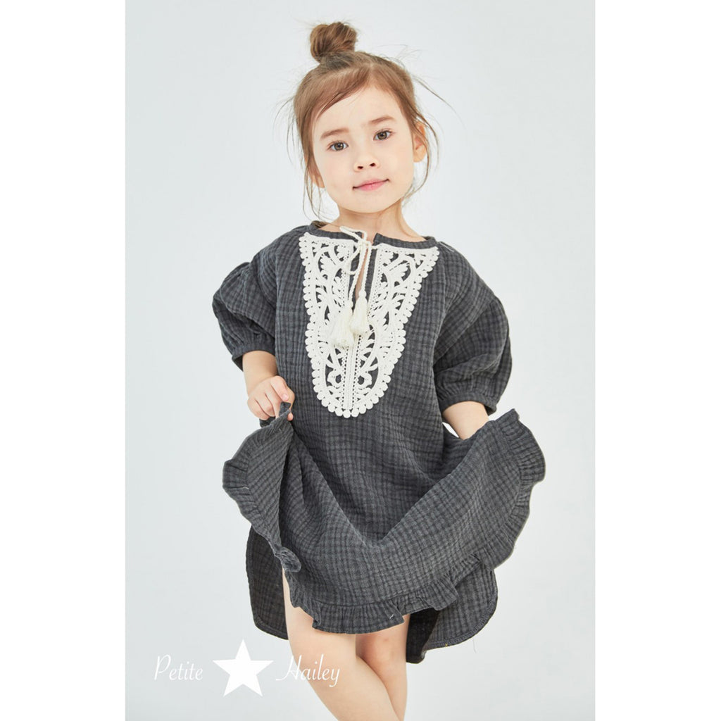 Petite Hailey Yoloo Tasel Dress Charcoal - Crown Forever