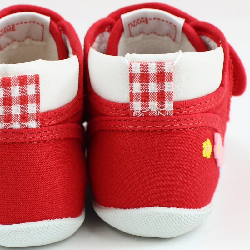 Miki House Logo Bunny Touch Strap Red Sneakers
