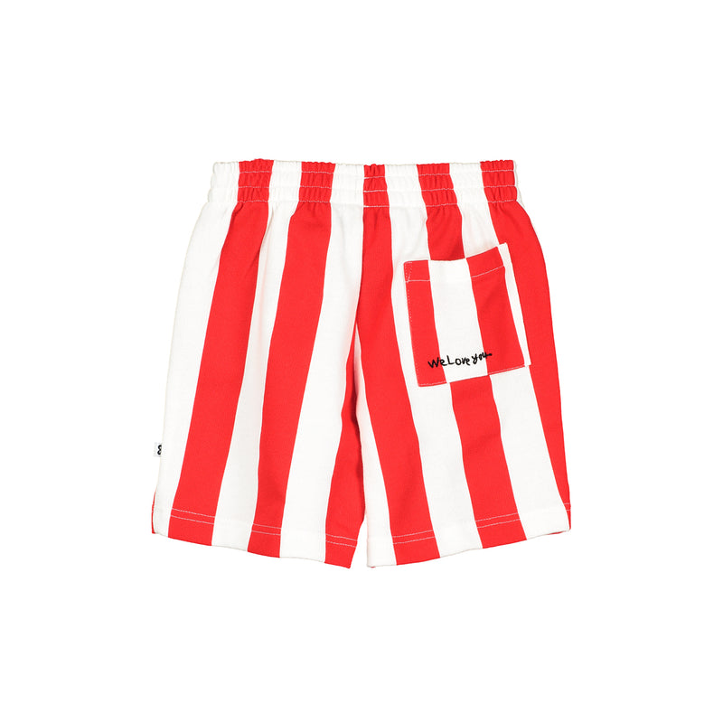 Beau Loves Shorts Ecru/Tomato Red Deck Chair Stripes - Crown Forever