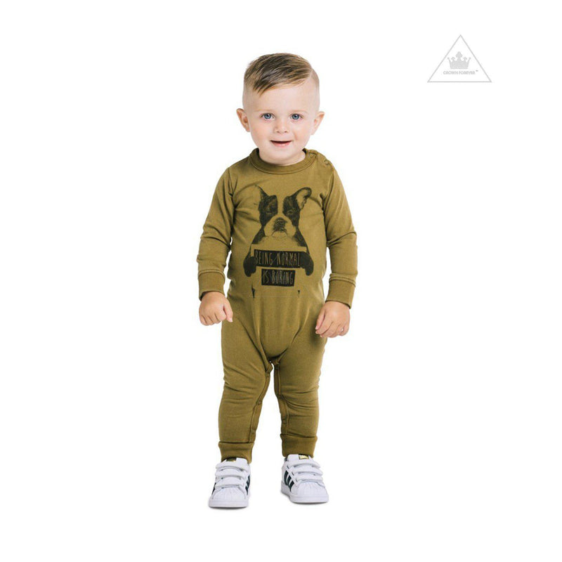Rock Your Baby Normal Is Boring Long Sleeve Playsuit * FINAL SALE kids playsuits and jumpsuits Rock Your Baby   