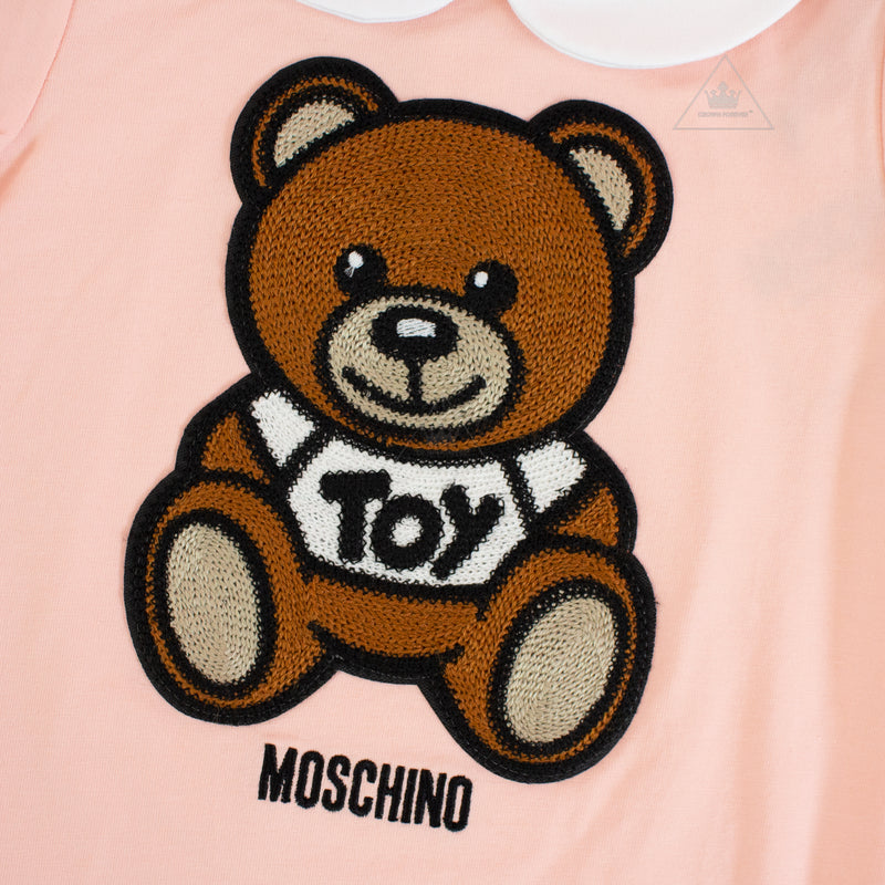 Moschino Baby Short Sleeve Romper With Collar Bear Gift Box