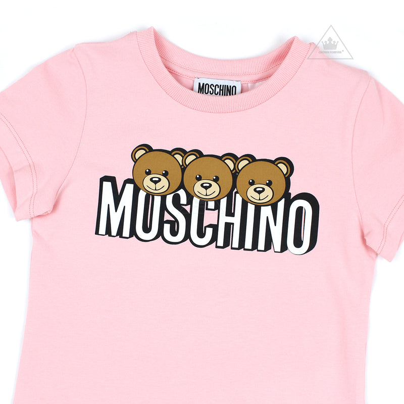 Moschino Kids Girls Short Sleeve T With Logo And Bear Graphics Pink