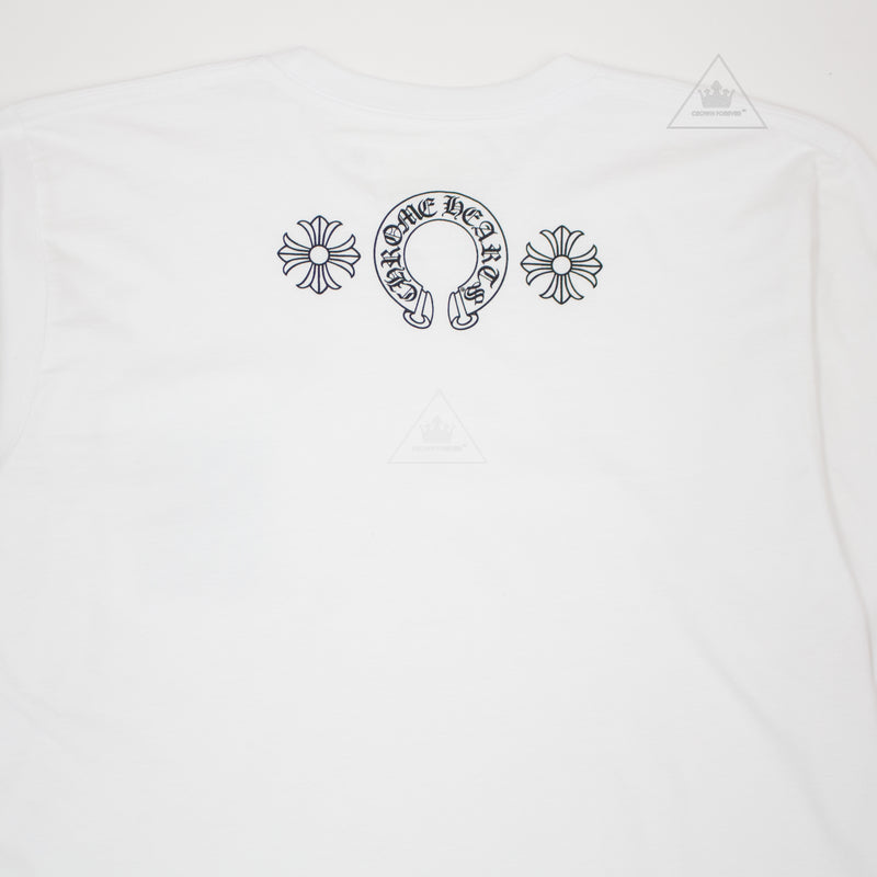 CH Multi Logo Script Long Sleeve Shirt White CH Long Sleeve Tee CHROME HEARTS   