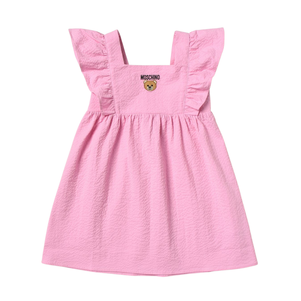 Moschino Kids Girls Teen Girls Pink Cotton Logo Dress kids dresses Moschino   