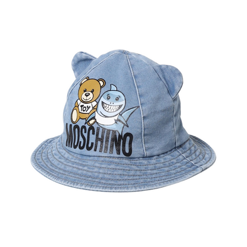 Moschino Baby Blue Denim Teddy Bear Sun Hat kids hats Moschino   