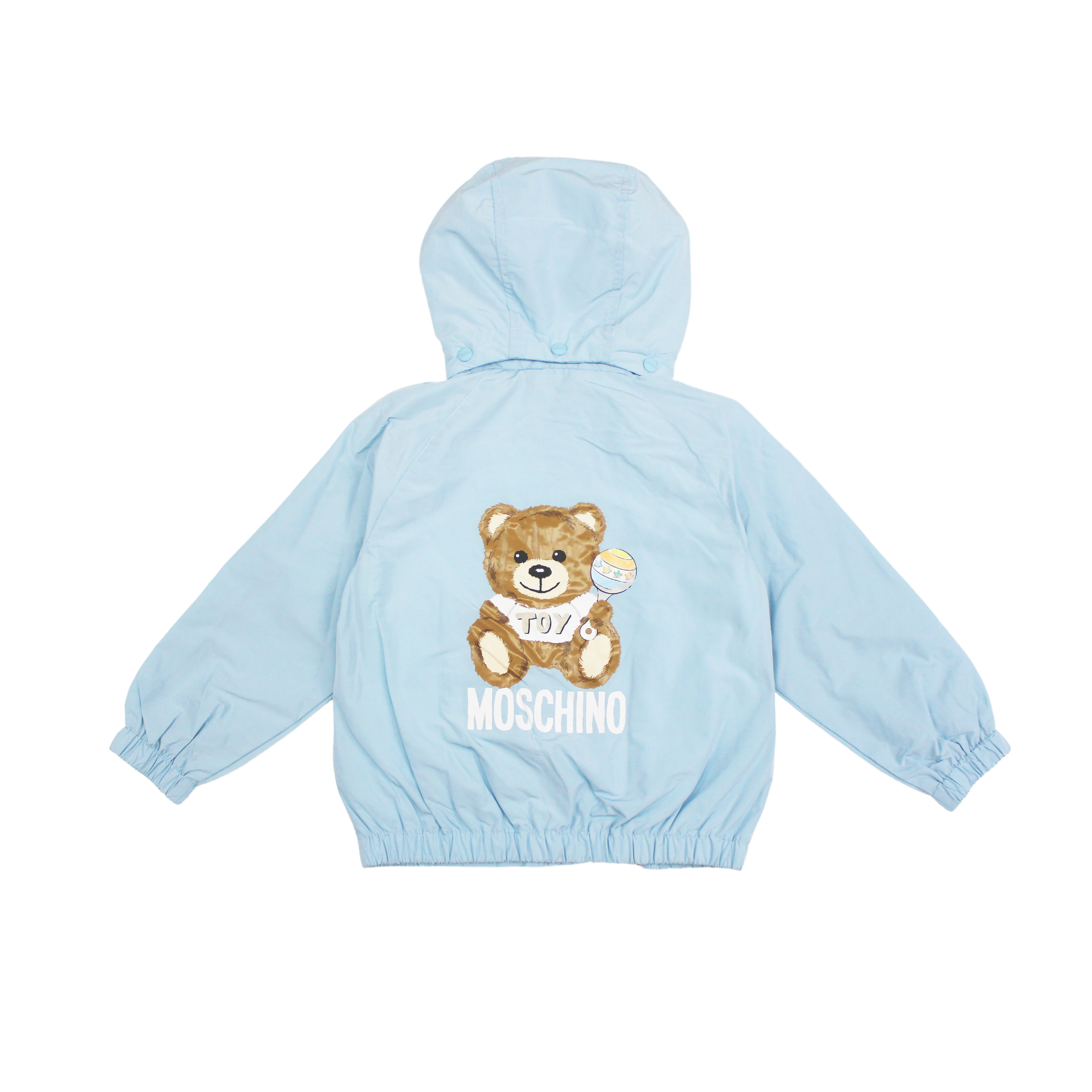 Moschino Baby Bear Toy Rattle Hooded Jacket Baby Blue Crown Forever