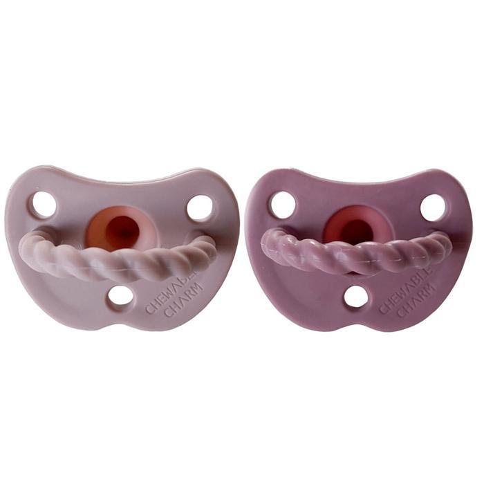 Chewable Charm 2 Pack Pacifier + Twirl | Mauvewood + Rose