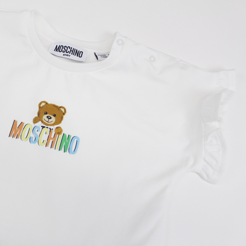 Moschino Baby Girls Ivory Teddy Bear Cotton Dress kids tops+bottoms sets Moschino   