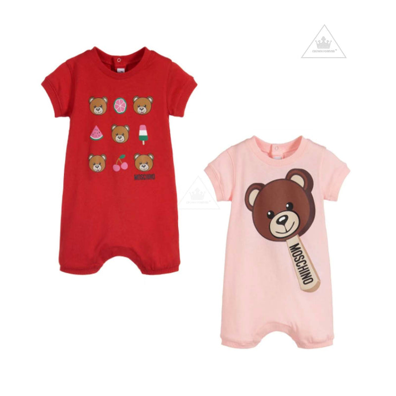 Moschino Baby Baby Cotton Shorties (2 Pack) Red/Pink baby rompers Moschino   