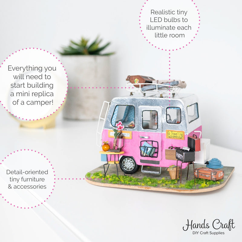 Hands Craft Happy Camper, DIY Miniature Dollhouse Kit-DGM04 - Crown Forever