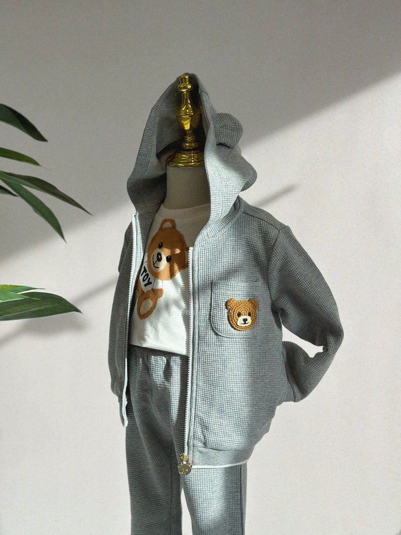 Moschino Baby Unisex Bear Patch Zip Tracksuit Grey kids tops+bottoms sets Moschino   