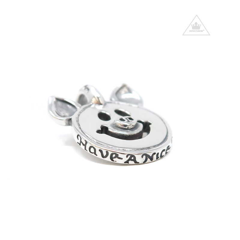 Bill Wall Leather Happy Face Charm with Pig Ears C382 Pendant/Necklace Bill Wall Leather   