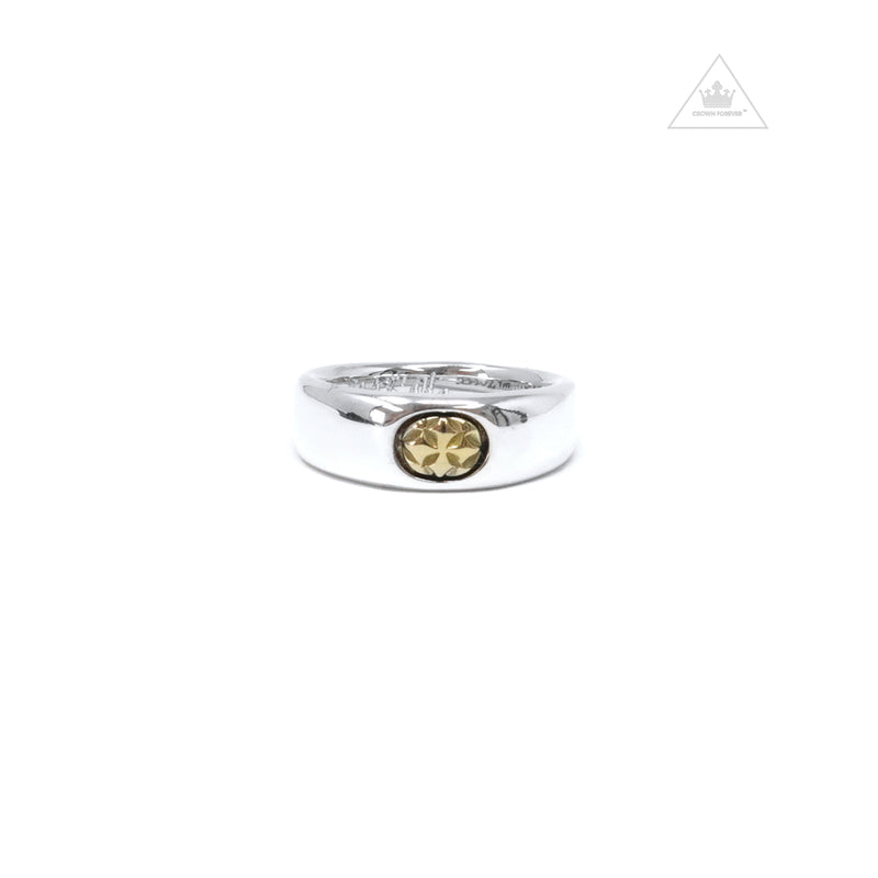 Bill Wall Leather Smooth C-Cross Ring with 18K Gold Cross RING Bill Wall Leather   