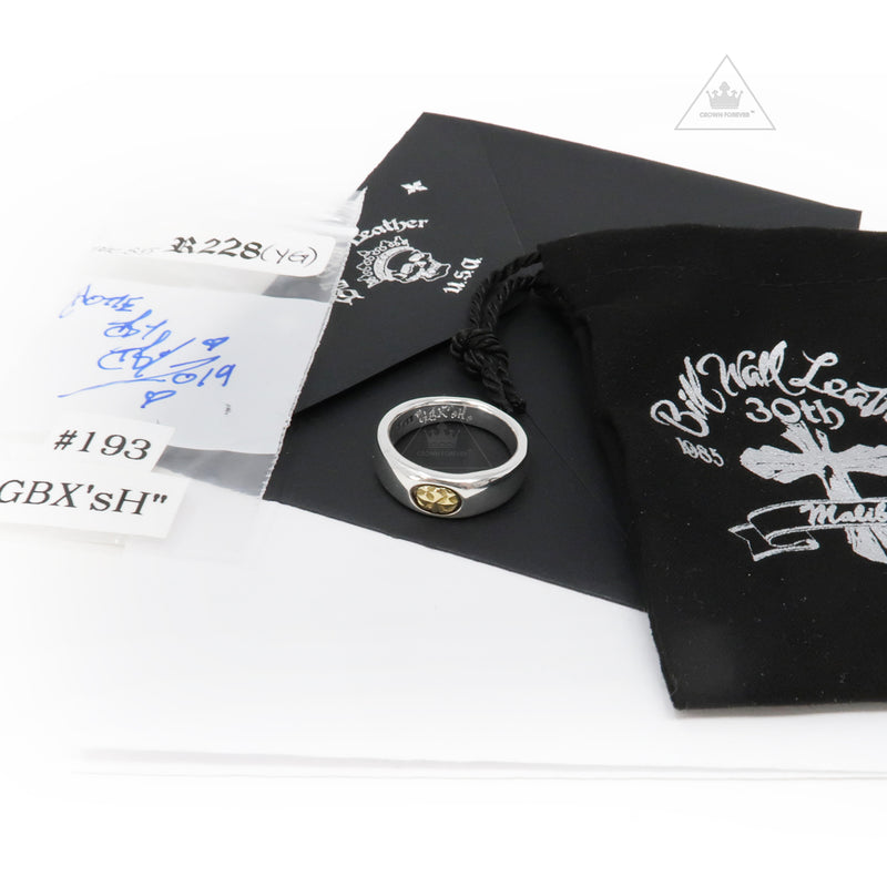 Bill Wall Leather Smooth C-Cross Ring with 18K Gold Cross RING Bill Wall Leather   