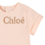 Chloé Kids Perforated Baby T Shirt Pale Pink baby T shirts Chloé Kids   