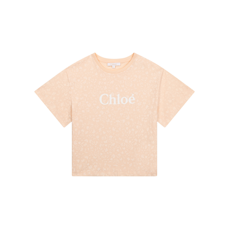 Chloé Kids Logo T Shirt Pale Pink Mini Me kids T shirts Chloé Kids   