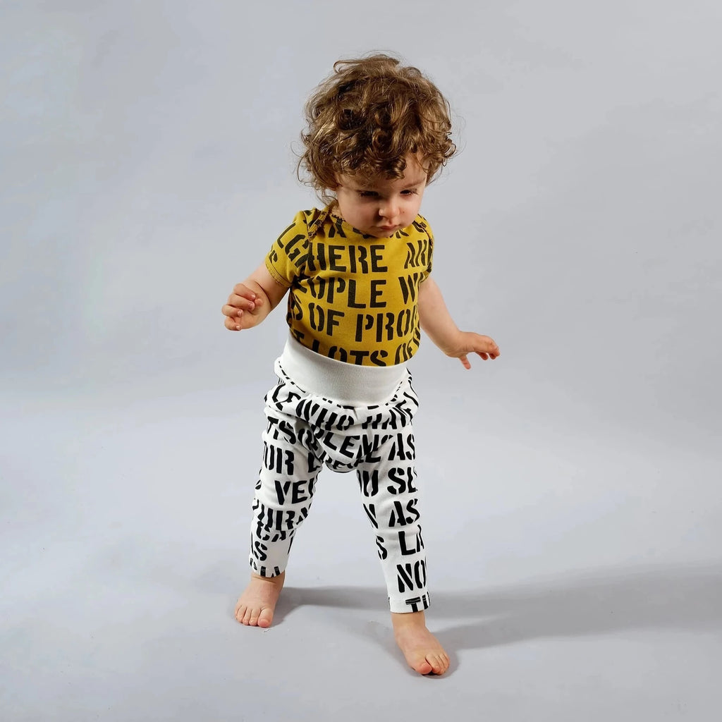 Wolf and Rita Diogo Yellow Alphabet Soup Bodysuit kids onesies Wolf and Rita   