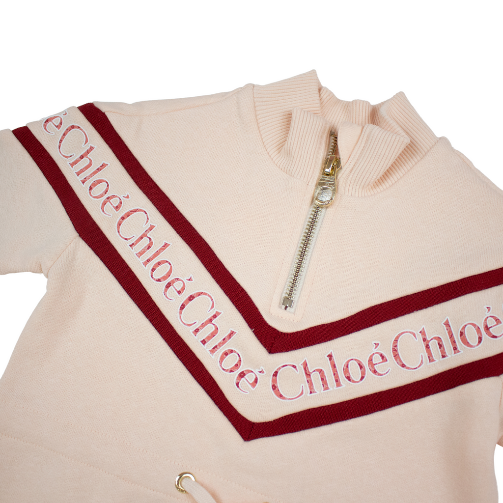 Chloe Kids Girls Pink Logo Sweatshirt Dress