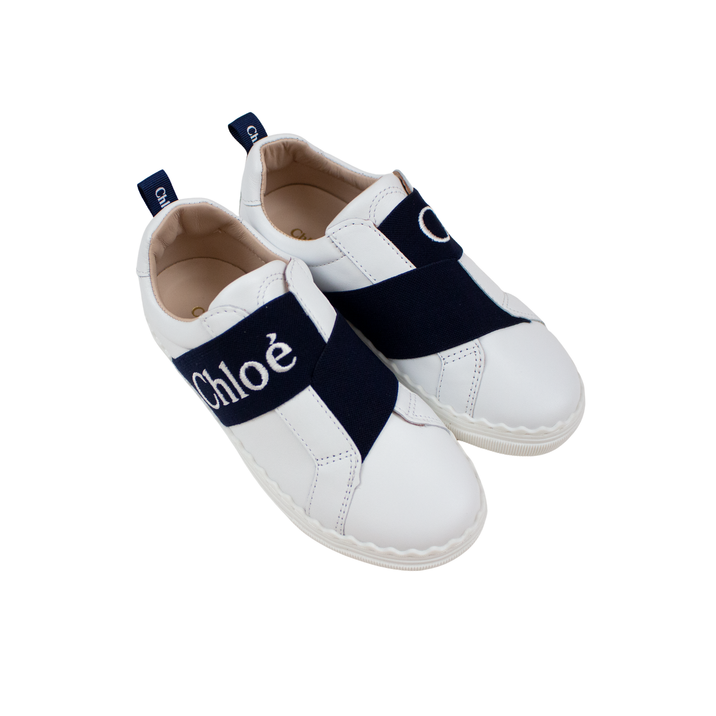 Chlo Kids Girls White Blue Sneakers Crown Forever