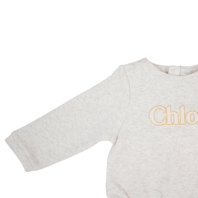 Chloé Kids Baby Girls' Glittery Logo Fleece Long Sleeve Dress baby dresses Chloé Kids   