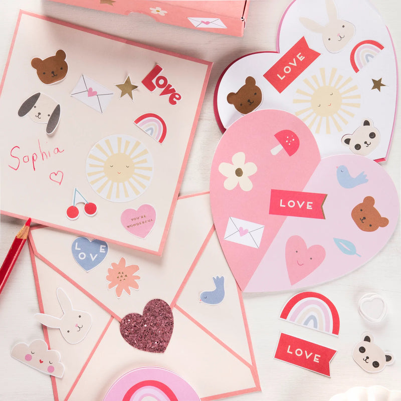 Meri Meri Heart Concertina Valentine Cards & Stickers (x 12) kids party Meri Meri   