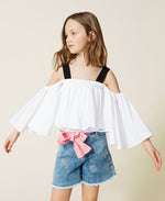 TWINSET Girl Poplin Blouse with Gros-grain Shoulder Straps kids blouses TWINSET   