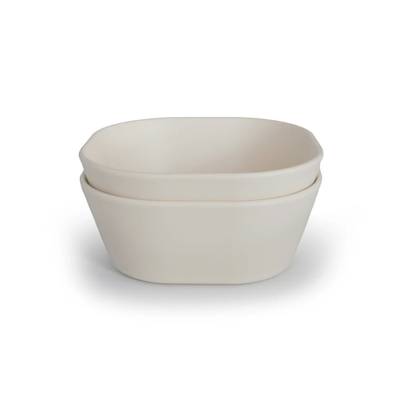 Mushie Square Dinnerware Bowl, Set of 2 (ivory)