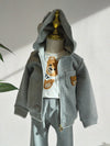 Moschino Baby Unisex Bear Patch Zip Tracksuit Grey kids tops+bottoms sets Moschino   