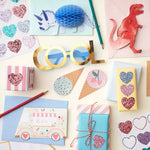 Meri Meri Rainbow Glitter Heart Stickers (x 8 sheets)
