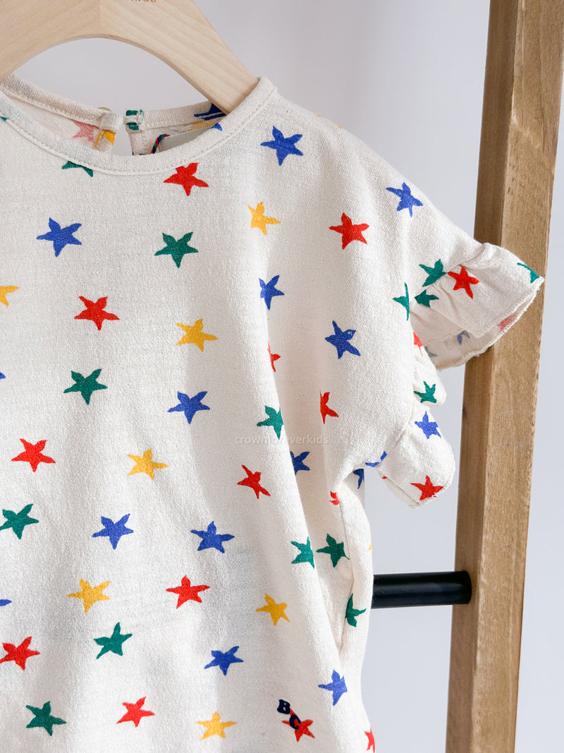Bobo Choses Baby Multicolor Stars all over ruffle T-shirt