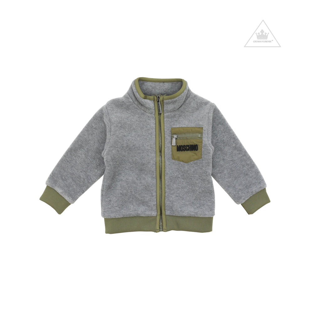 Moschino Baby Boys Zipped Sweatshirt With Back Logo Grey